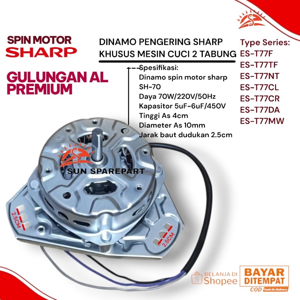 DINAMO PENGERING SHARP 70W AL PREMIUM SERIES ES-T77F ES-T77TF ES-T77NT ES-T77CL ES-T77CR ES-T77DA ES