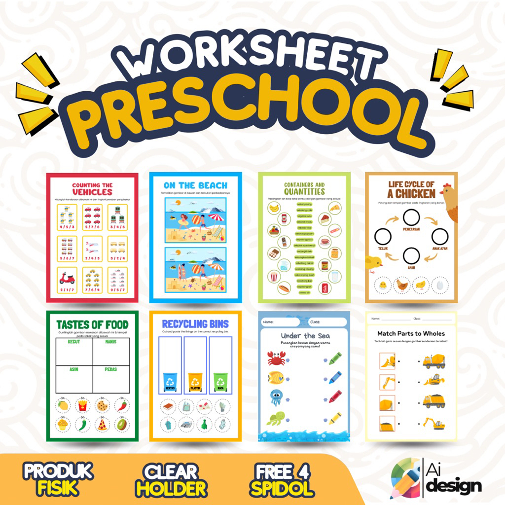 WORKSHEET PRESCHOOL ANAK PRODUK FISIK