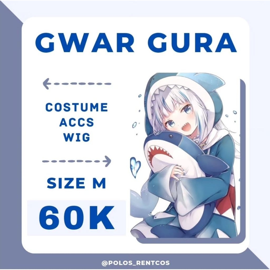 Kostum Gawr Gura, Gawr Gura Cosplay Sewa/Rental