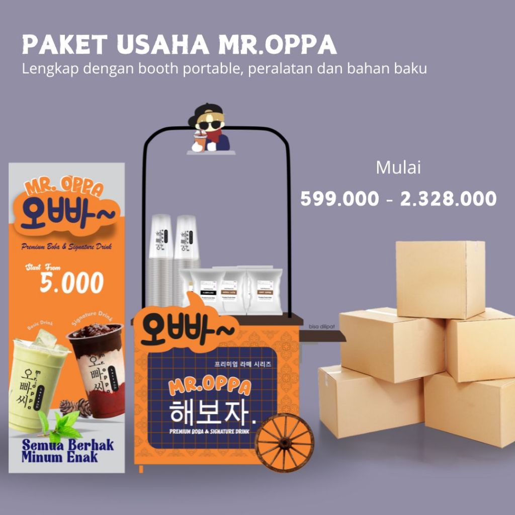 PAKET USAHA MINUMAN KEKINIAN MR.OPPA - PREMIUM SIGNATURE DRINK (FRANCHISE MINUMAN HITS 2025)