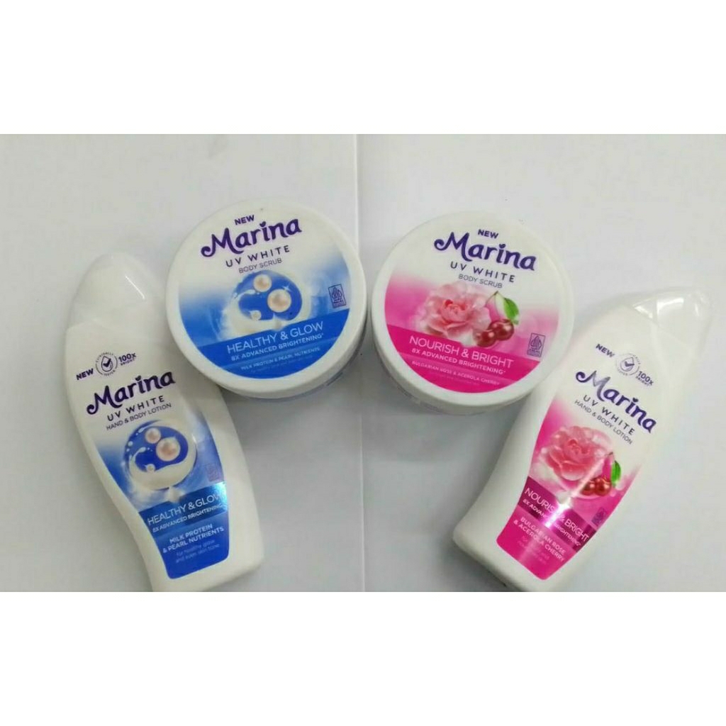 Paket Marina Handbody 400ml + Lulur 200ml – Varian Lengkap