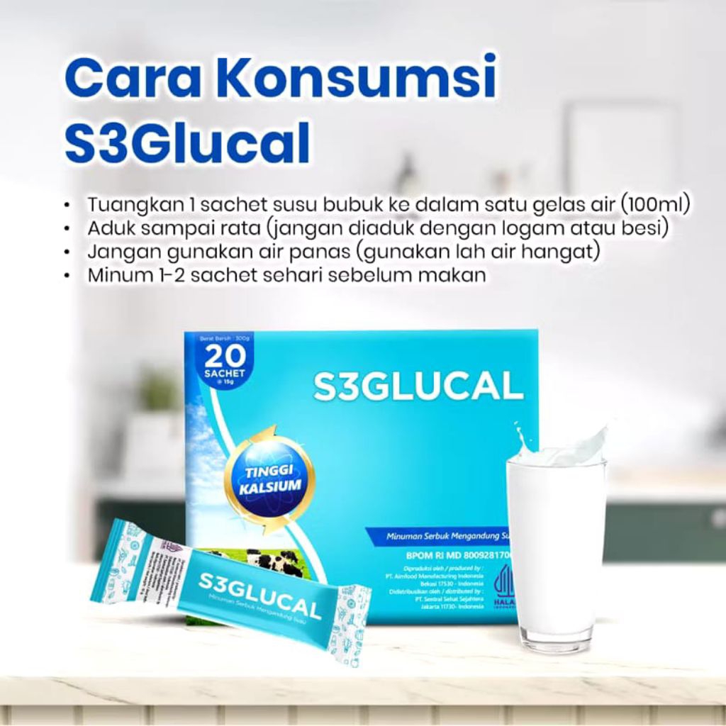 S3GLUCAL Suplemen Tulang & Sendi | S3GLUCAL S3 Glucal ORIGINAL | ISI 20 SACHET