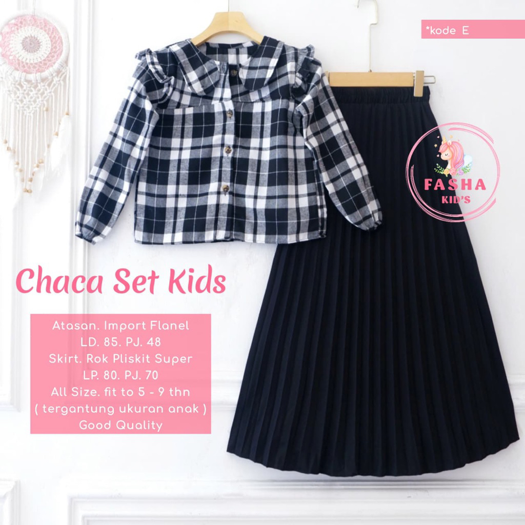 [[ New Arrival ]] Chaca Set Kids Setelan Blus Dan Rok Plisket Anak Perempuan Model Terbaru Setrok An