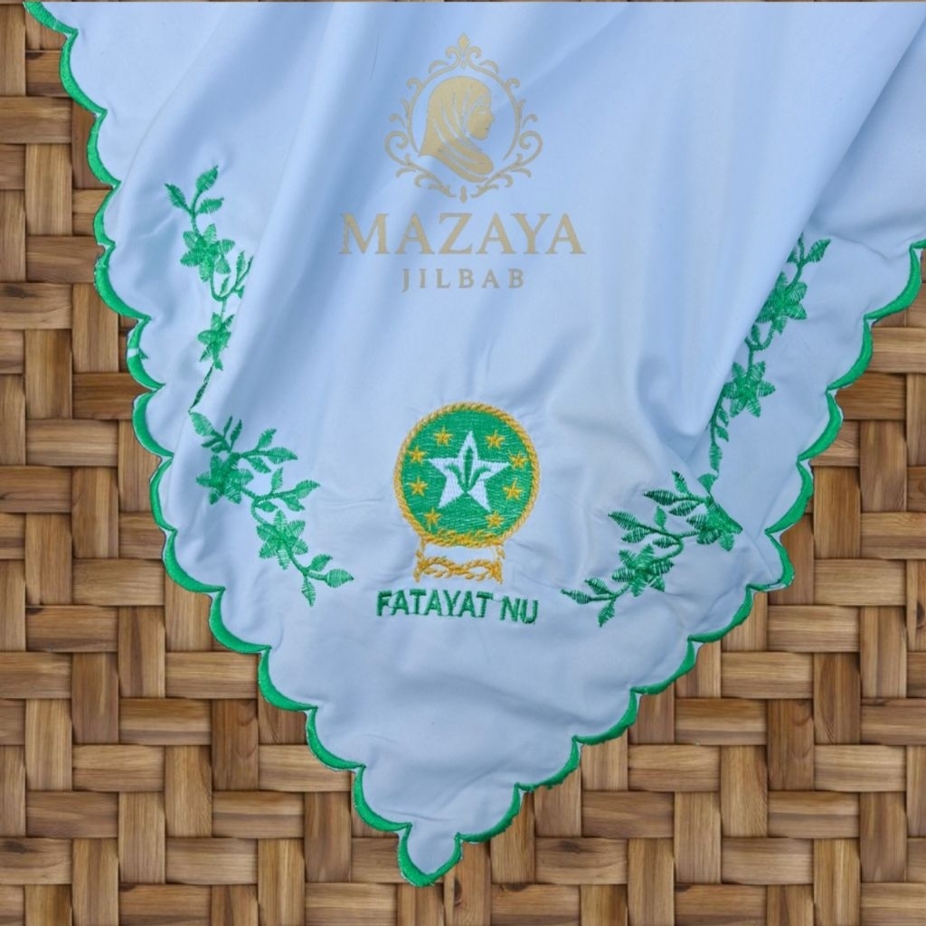 jilbab segi empat fatayat nu logo bordir hijab fatayat kerudung fatayat segi empat full motif