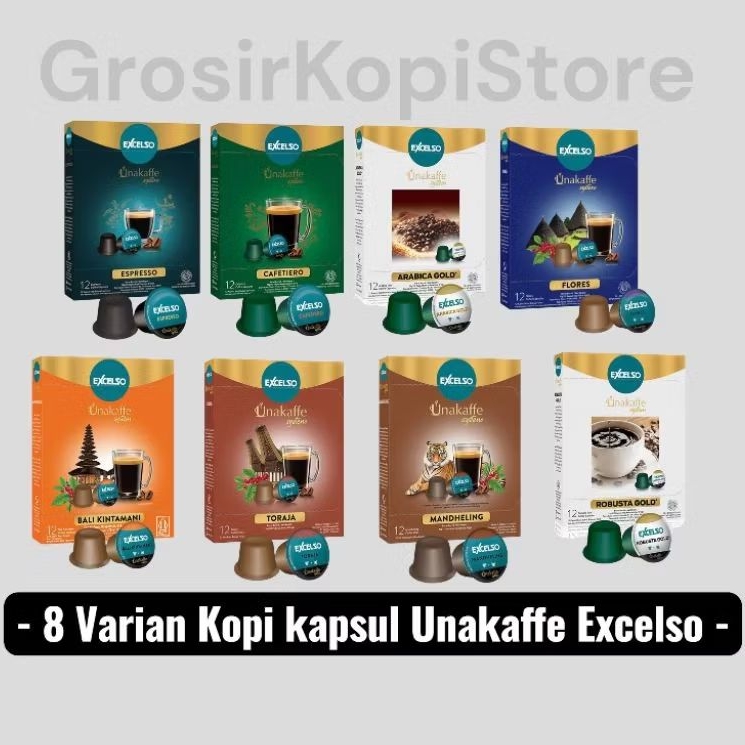 Kopi Excelso Unakaffe Kapsul 8 Varian Rasa- Kopi kapsul Excelso Unakaffe 8 Varian Ras