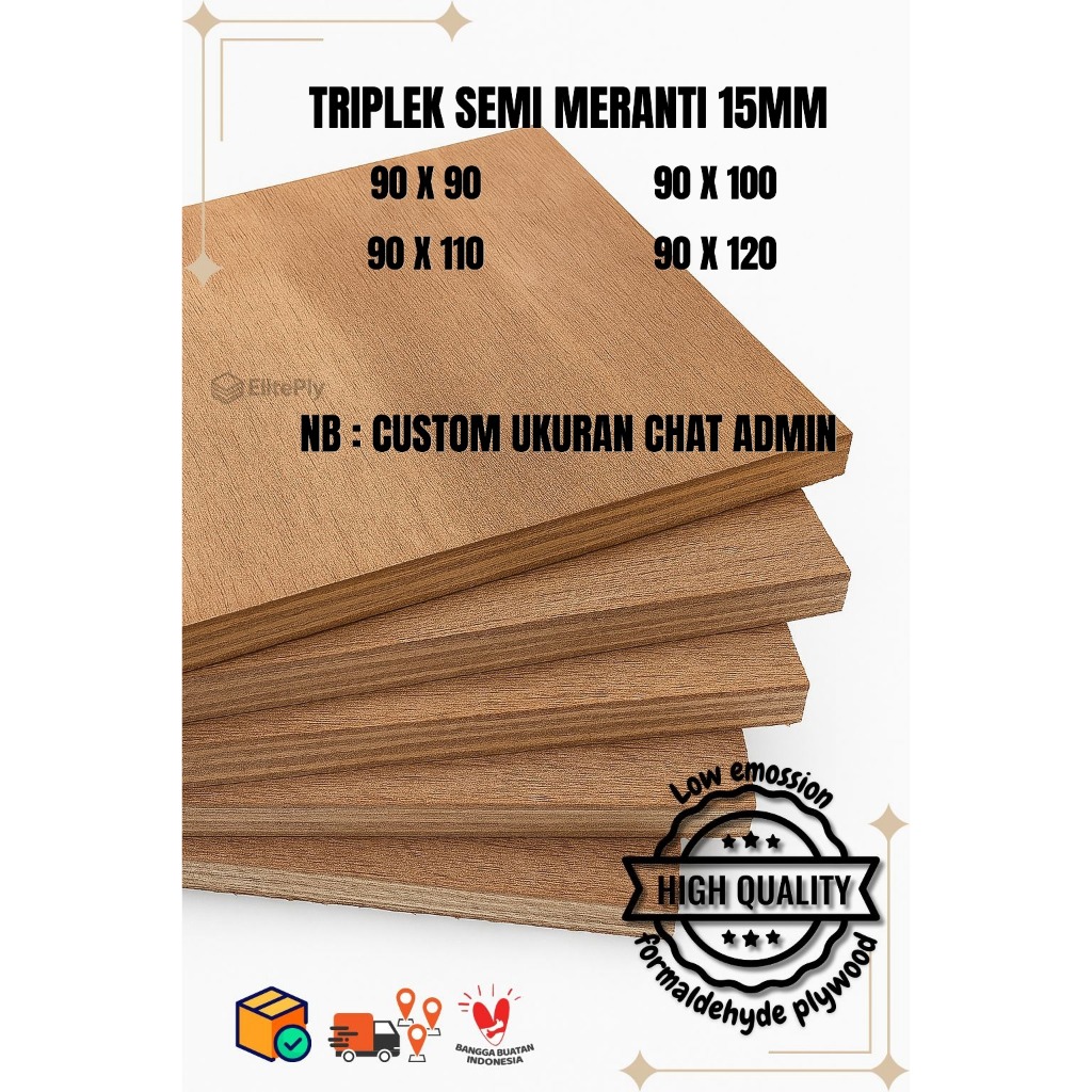 Triplek custom semi meranti 15mm plywood multiplek halus 2 sisi lebar 90 cm