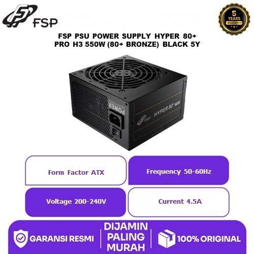 FSP PSU POWER SUPPLY HYPER 80+ PRO H3 550W (80+ BRONZE) BLACK 5Y