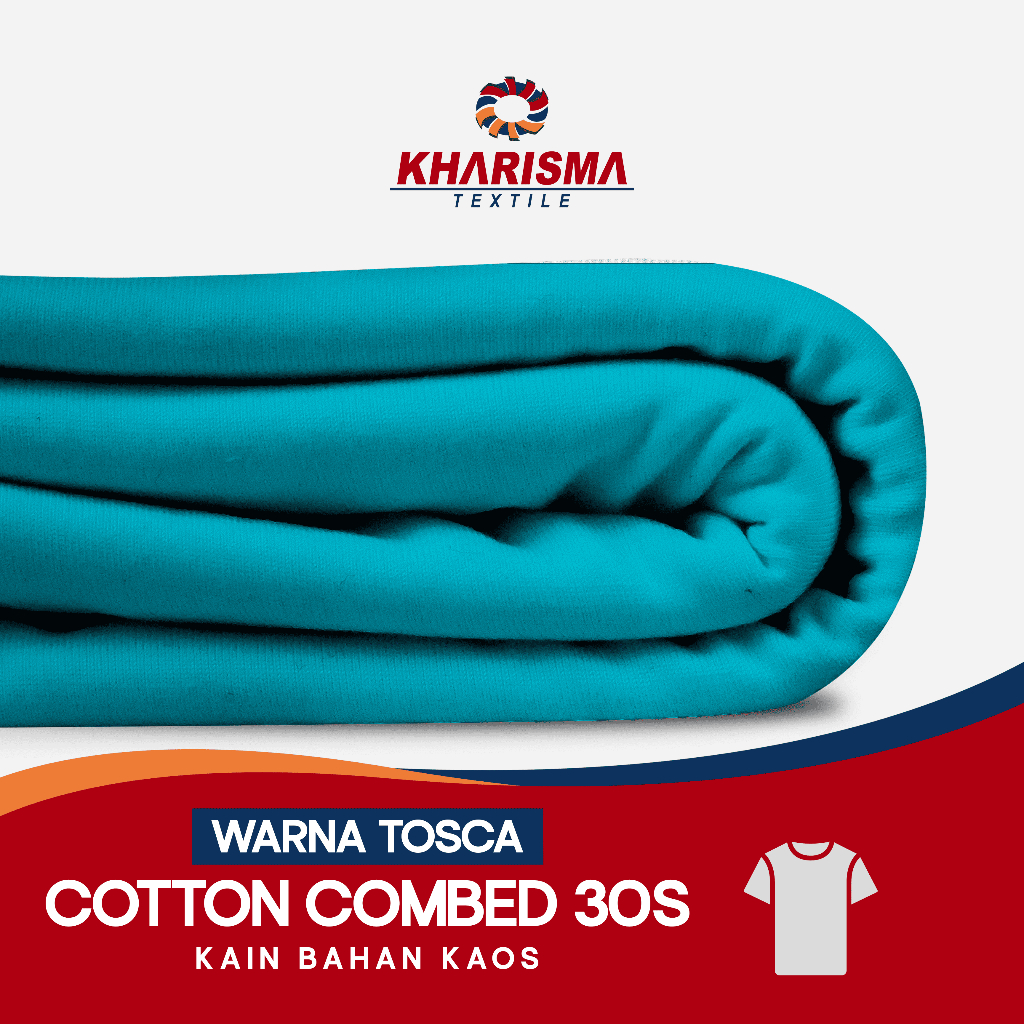 Kain Bahan Kaos Cotton Combed 30s Hijau Tosca Kharisma Textile Eceran Kiloan Meteran Oblong