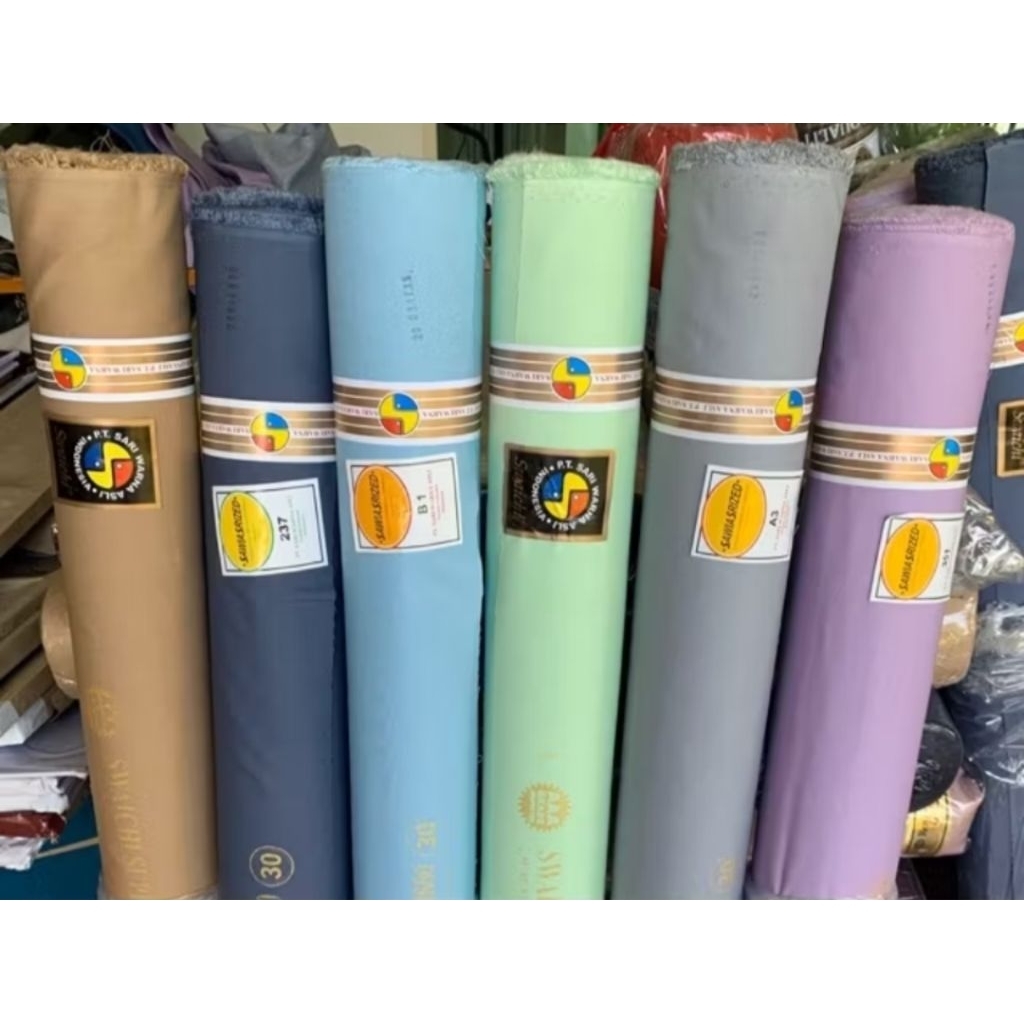 (1 Roll) KAIN OXFORD SARIWARNA SWAICHI POLOS BAHAN BAJU SERAGAM SEKOLAH