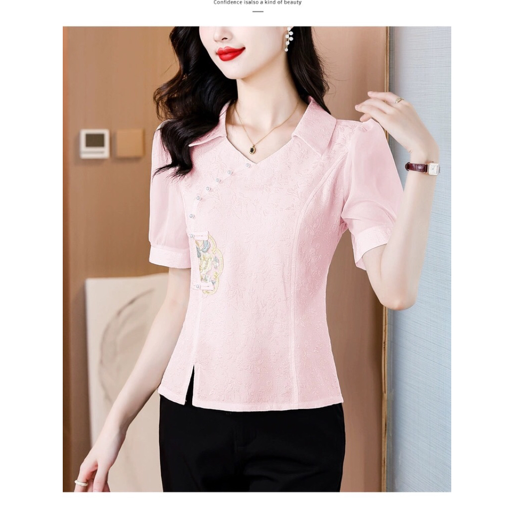 Atasan Wanita Cheongsam Modern Bordir Elegan