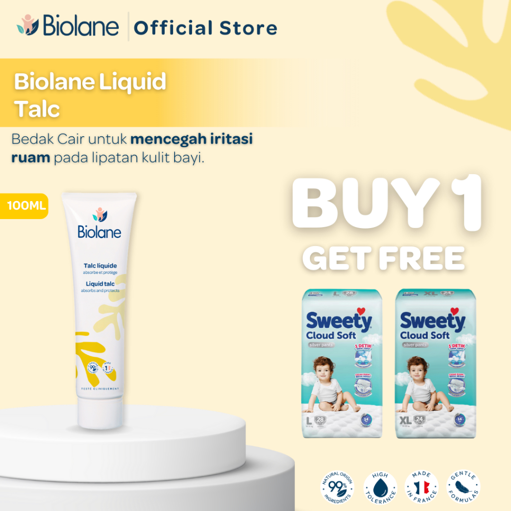Biolane Liquid Talc 100ml - Bedak Cair Pencegah Iritasi Ruam Popok Bayi