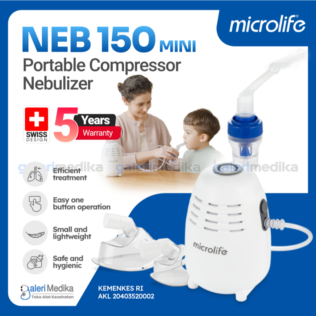 Nebulizer Microlife NEB 150 MINI Small & Light Compressor Nebulizer - Alat Terapi Uap Nebuliser