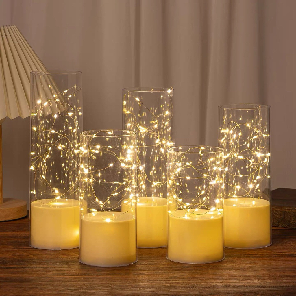 Lilin sumbu kawat led / lilin pajangan hiasan wedding restoran dekorasi lilin elektrik gelas