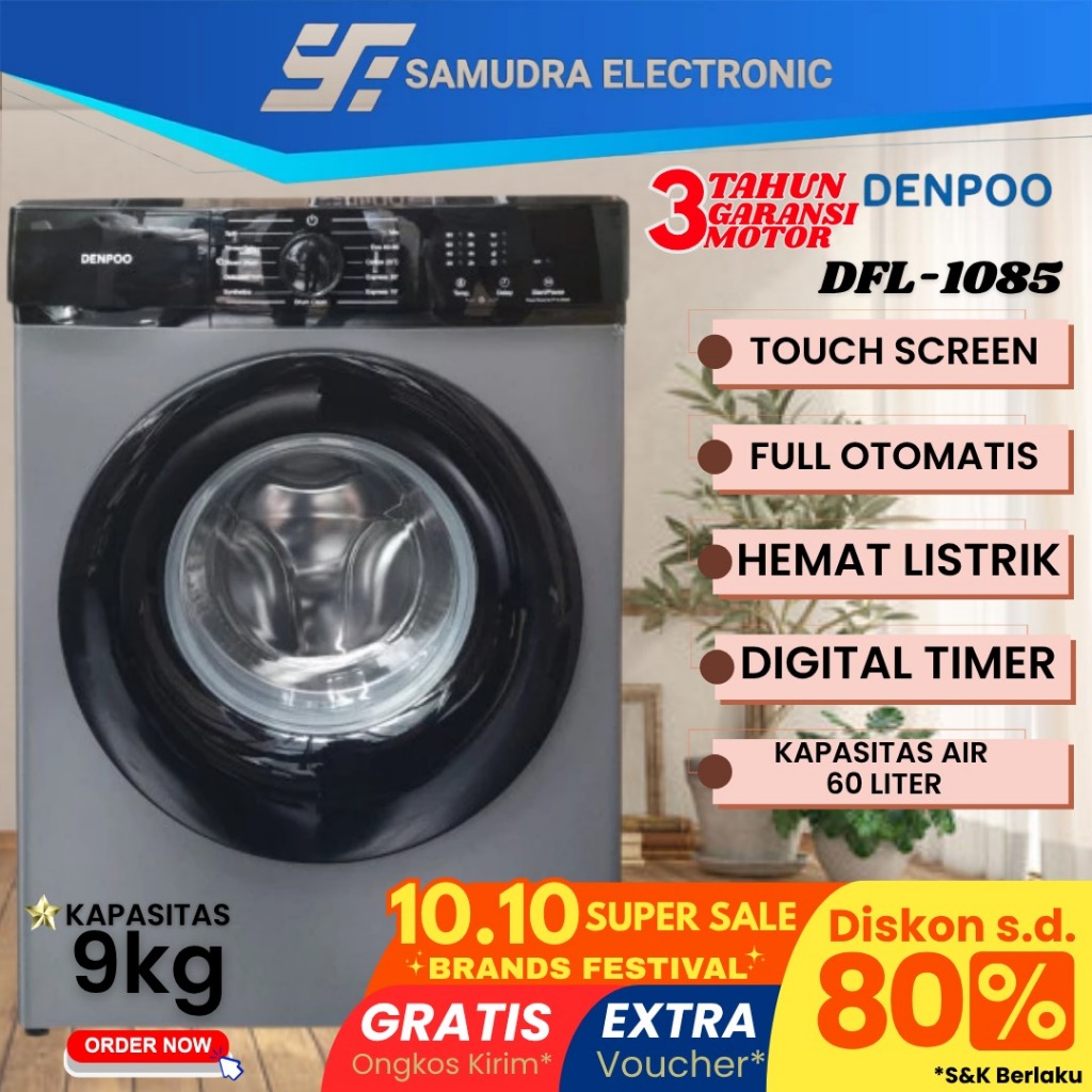 Mesin Cuci Denpoo Front Loading 8 - 9 Kg DENPOO DFL 810 & DFL 1085 SNI