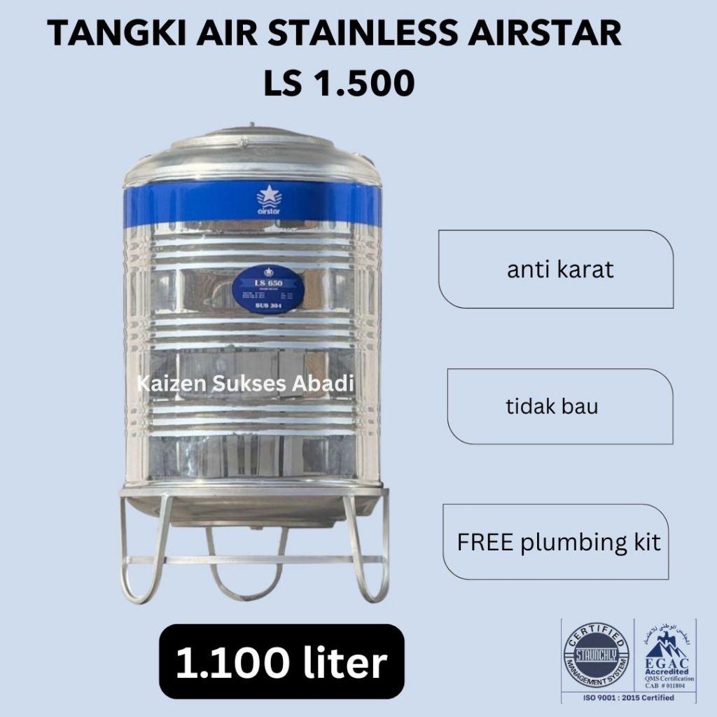 tandon tangki toren air atas rumah stainless stenlis steel vertikal merek airstar rstar r star Ls 15