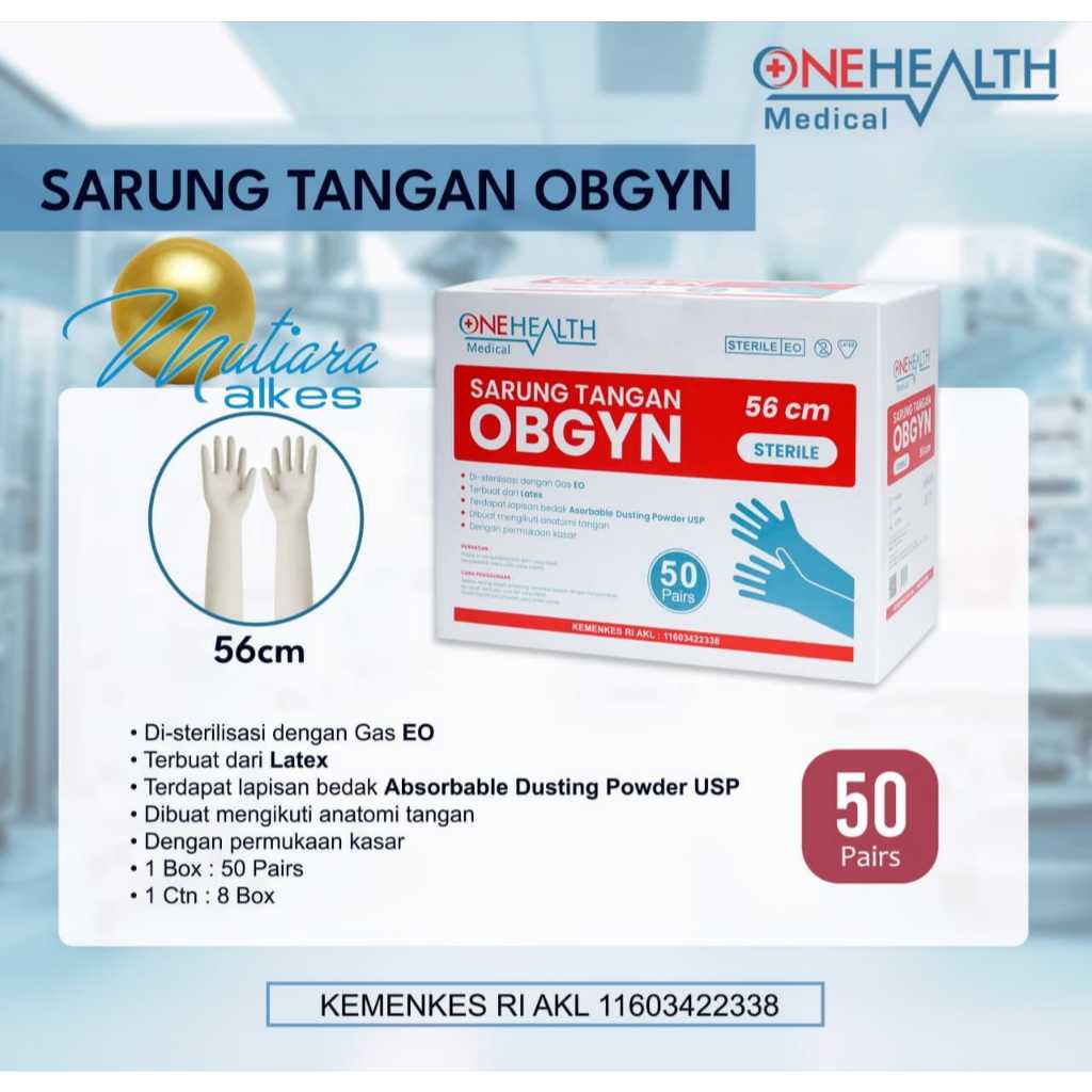 (MUTIARA ALKES) Sarung Tangan Obgyn / Sarung Tangan Panjang / Handscoon Gynaecolog Steril