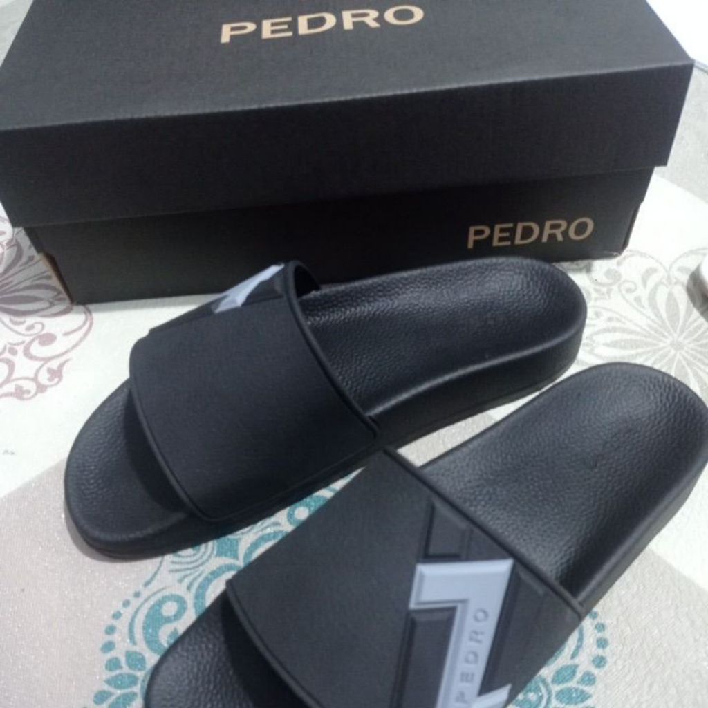 sandal pria pedro premium slip on kulit tpr bahan lembutnyamandikaki