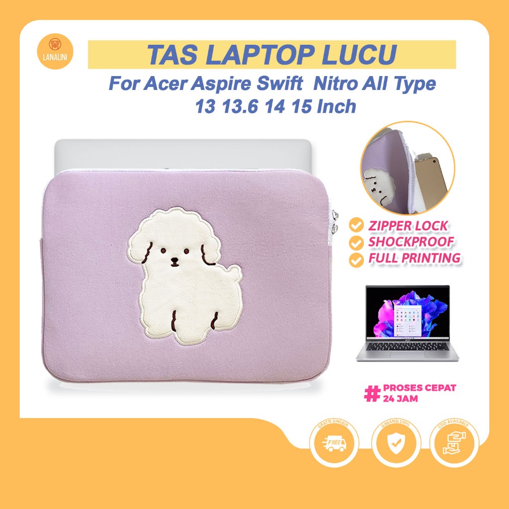 Sleeve Laptop  Acer Swift Aspire Lite Nitro 12.9 13 13.3 14 inch Pouch Notebook Cover Karakter Poodl