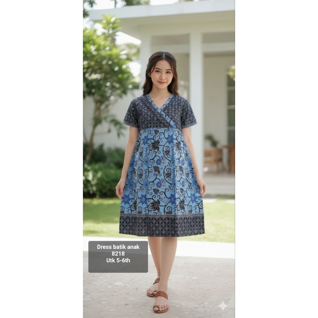 dress batik anak cewek dress batik anak perempuan dress batik anak 4-9tahun