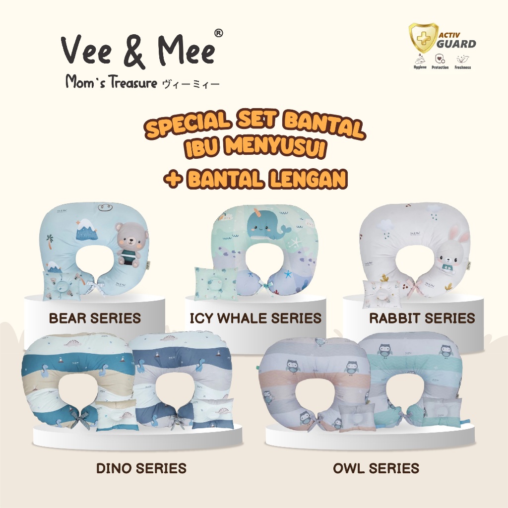 Bantal Ibu Menyusui / Nursing Pillow dan Bantal Lengan Kotak Rabbit Series Vee And Mee