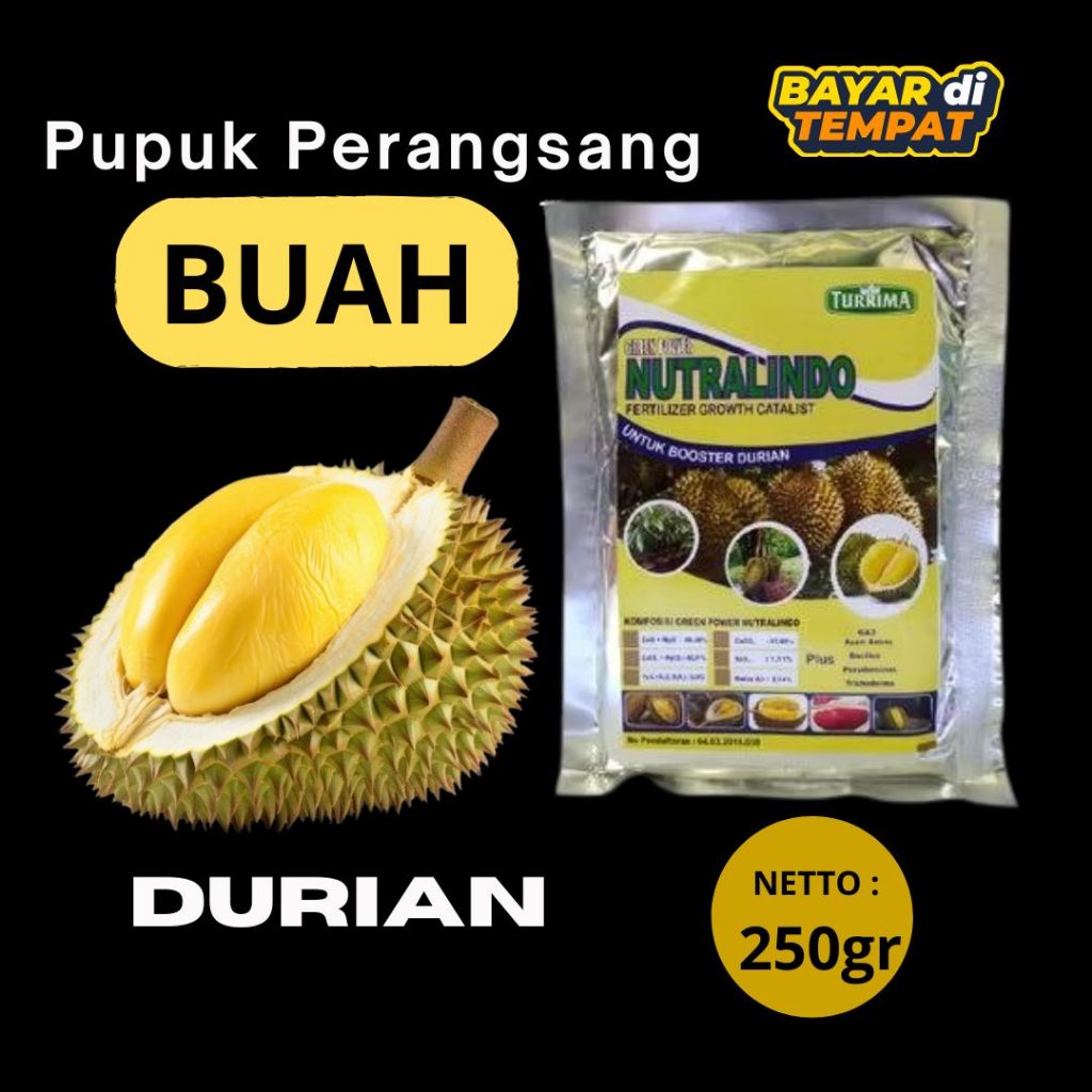 Pupuk Booster Pelebat Buah Durian kilat atasi rontok bunga dan buah /  pupuk organik NUTRALINDO DURI