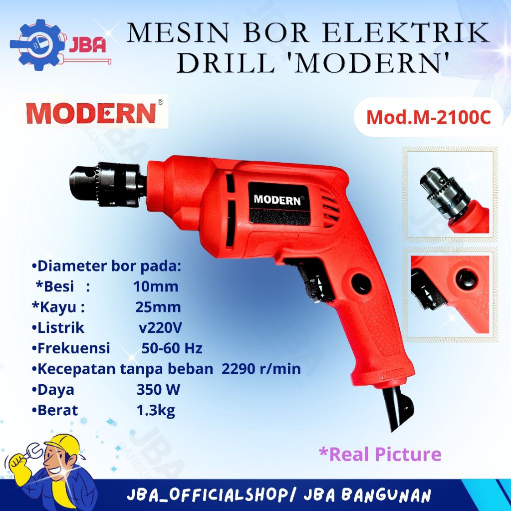 MODERN M2100C Mesin Bor Tangan Listrik 10mm Variable Speed M-2100C / Mesin Bor Modern / Mesin Bor /A