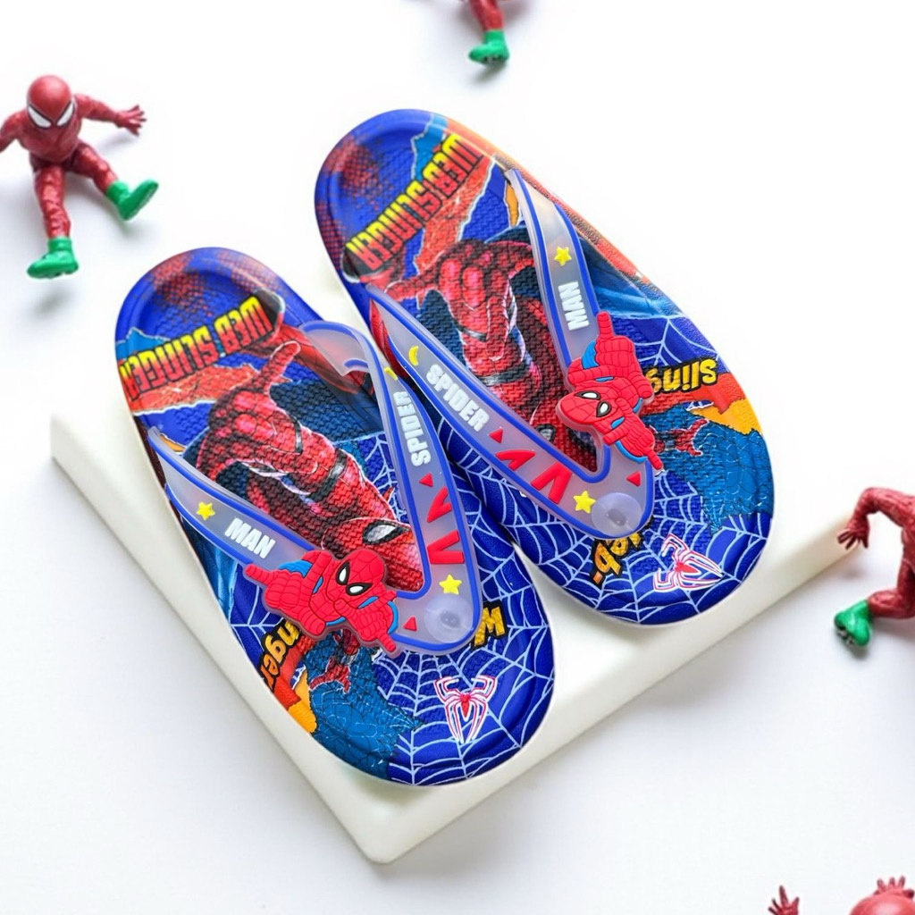 Sandal Jepit Anak cowok lakilaki Import Spiderman Web Slinger Umur 2-3-4-5-6-7-8-9 tahun