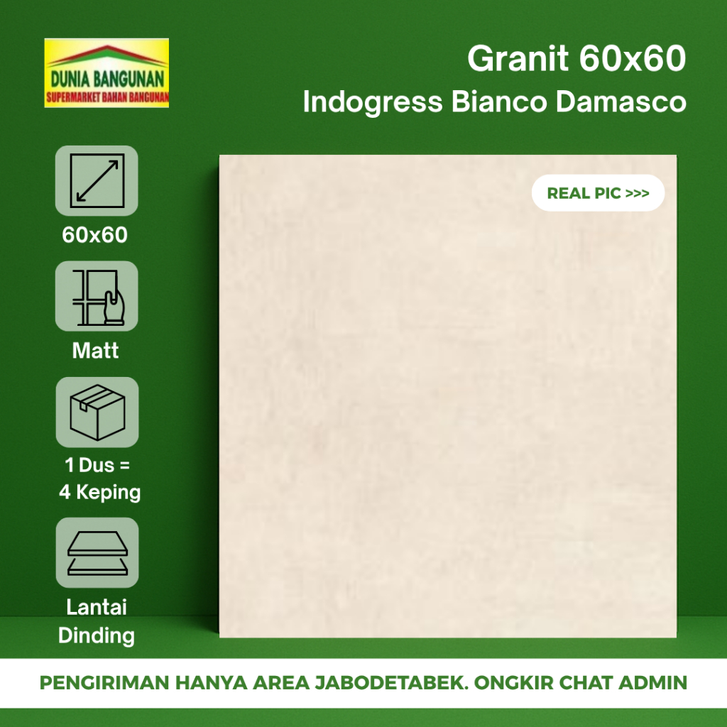 Granit 60x60 Lantai Indogress Bianco Damasco Granit Lantai Matt/Keset /Granit Lantai Dapur/ Granit L