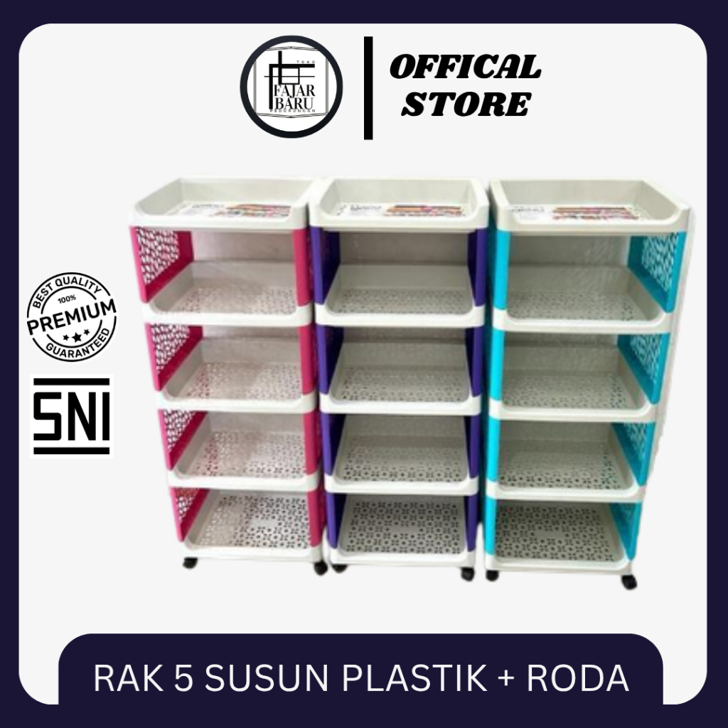 RAK SUSUN PLASTIK + RODA (5SUSUN)