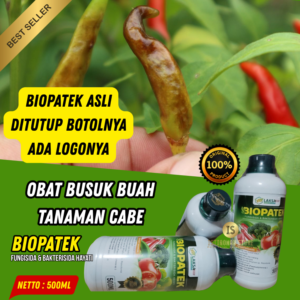 Fungisida BIOPATEK 500ml Obat Busuk Buah Cabe Paling Ampuh - Obat Busuk Buah Cabai Keriting - Obat A
