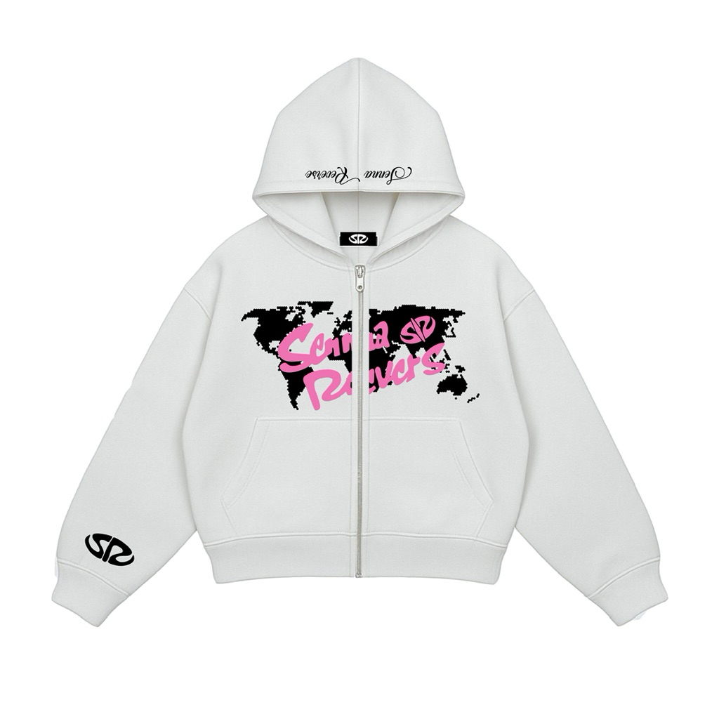 Sennareverse - Hoodie Zipper Boxy Puff ink White - SR WORLD | Hoodie zip | Hoodie Boxy Pria Wanita U