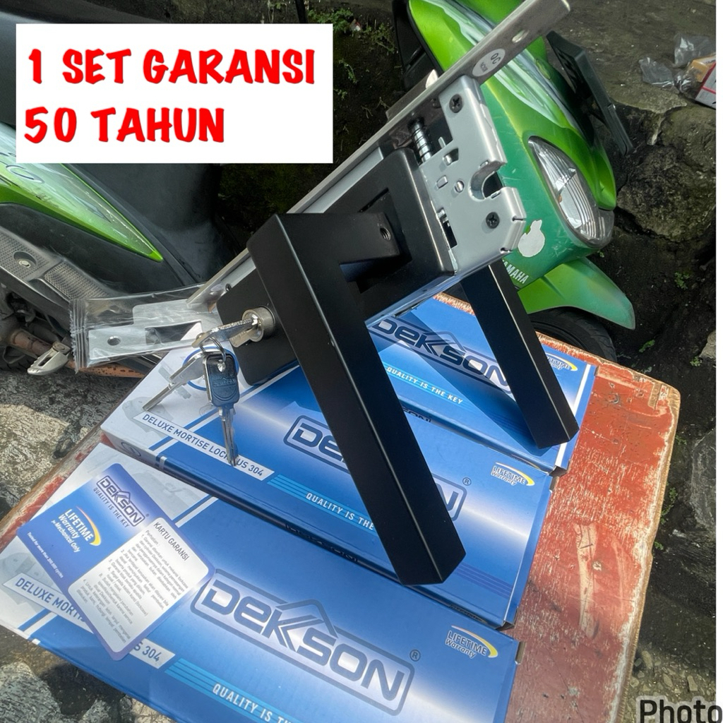 Dekson kunci pintu model pisah kotak hitam lever handle lockcase swing cylinder dekson pintu kayu ku