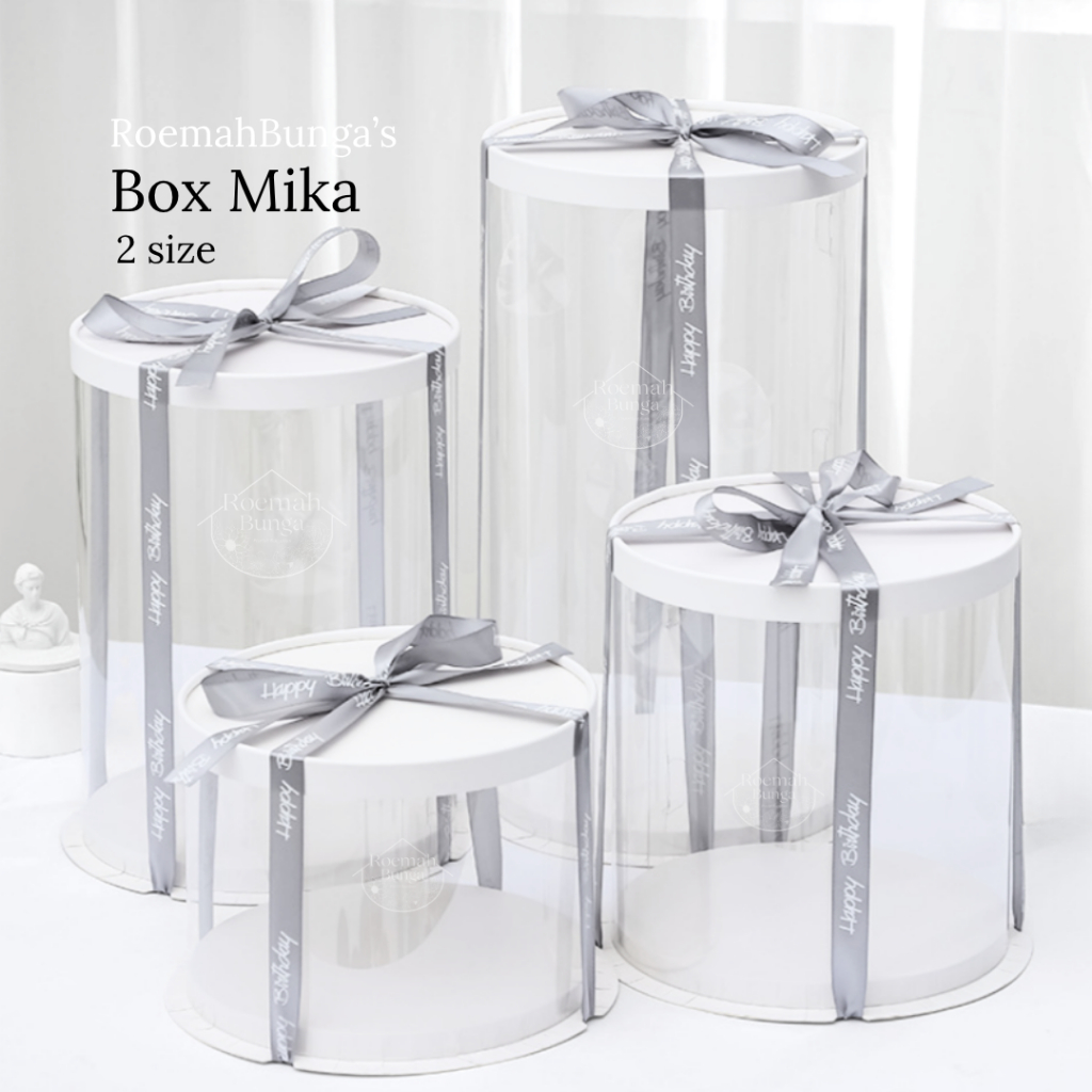 Kotak Mika Bulat Bening / Box Transparan Bunga Buket Kue Hadiah / Tabung