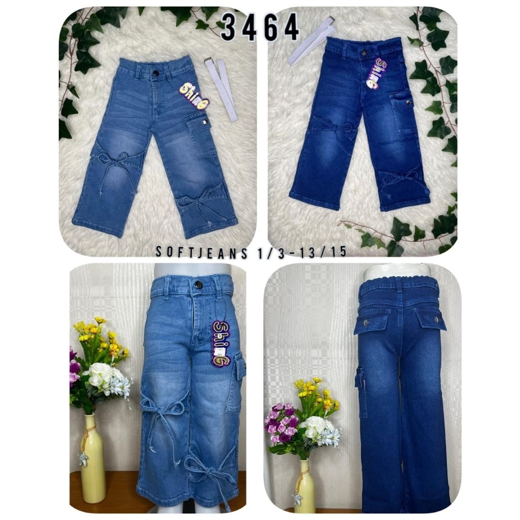 Levis panjang anak cewek umur 2-12 tahun // Celana panjang kulot kargo motif tali // Bawahan panjang