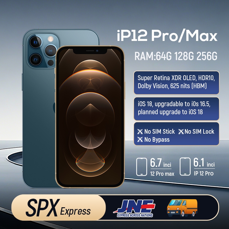 IPHONE12promax128GB 256GB Second BEKAS ORIGINAL 100%MULUS NORMAL FULLSET Kondisi Perfect APPLE 12Pro