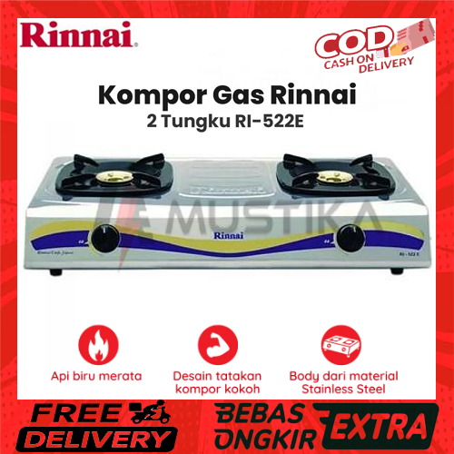 RINNAI KOMPOR GAS RI-522 E / RI 522 E / RI522E [2 Tungku] / RINAI 522E