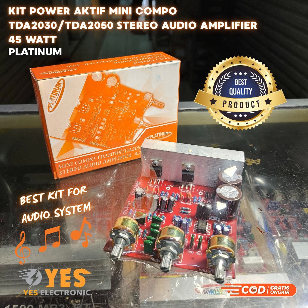 KIT POWER SPEAKER AKTIF 45W TDA2030 COMPO MINI AMPLIFIER AMPLI TDA 2030 STEREO PLUS PSU POWER MINI C