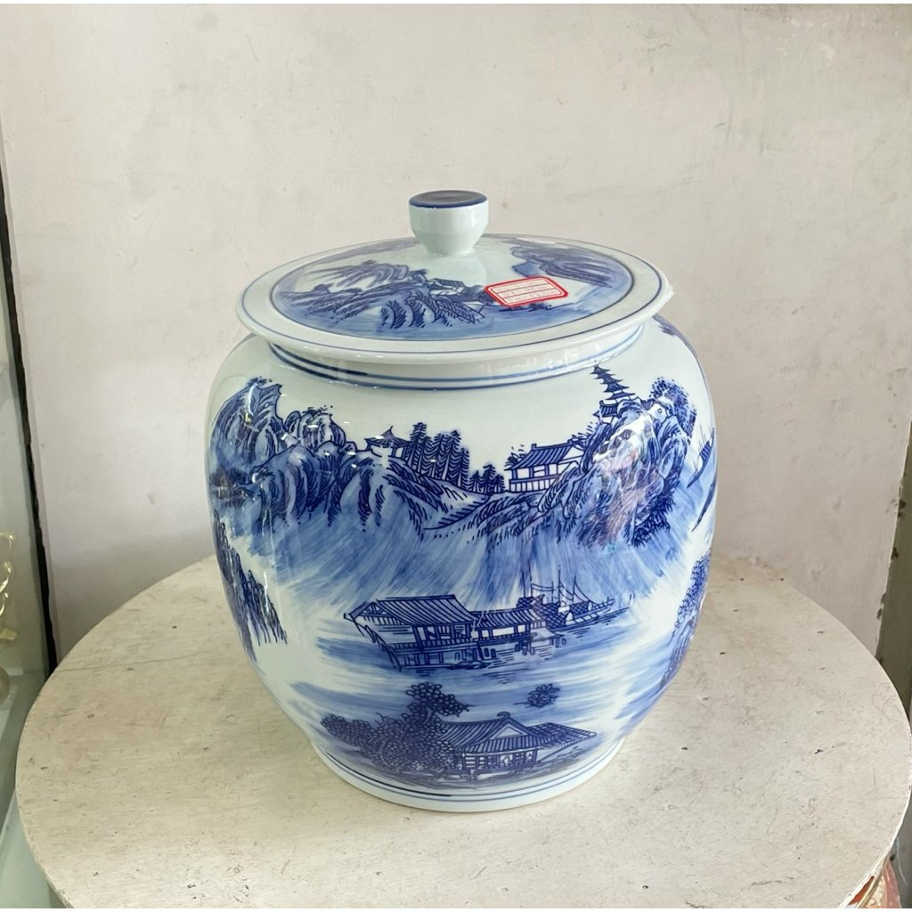 Tempat Beras Keramik Chinoiserie Medium
