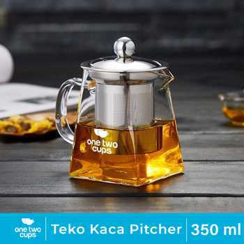 walnutt Prism Teko Teh Kaca Tahan Panas 350ml | Poci Teh Estetik dengan Saringan Stainless Steel