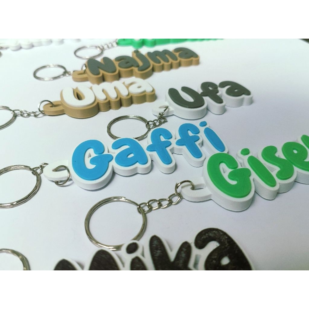 Gantungan Kunci Keychain Nama Custom Warna-warni