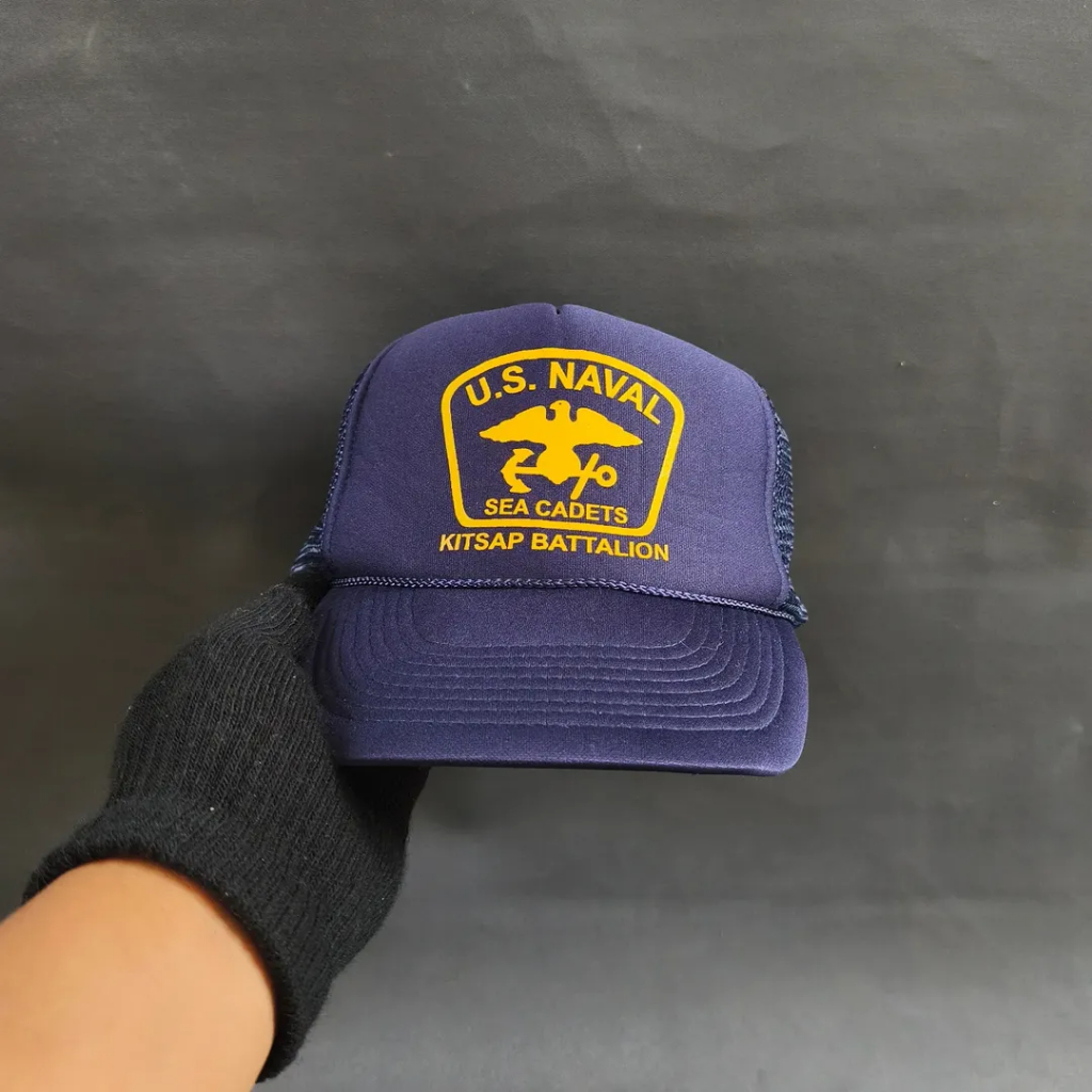 Topi Vintage Trucker Rope Hat Unisex Pria Wanita US NAVAL - OTTO Navy