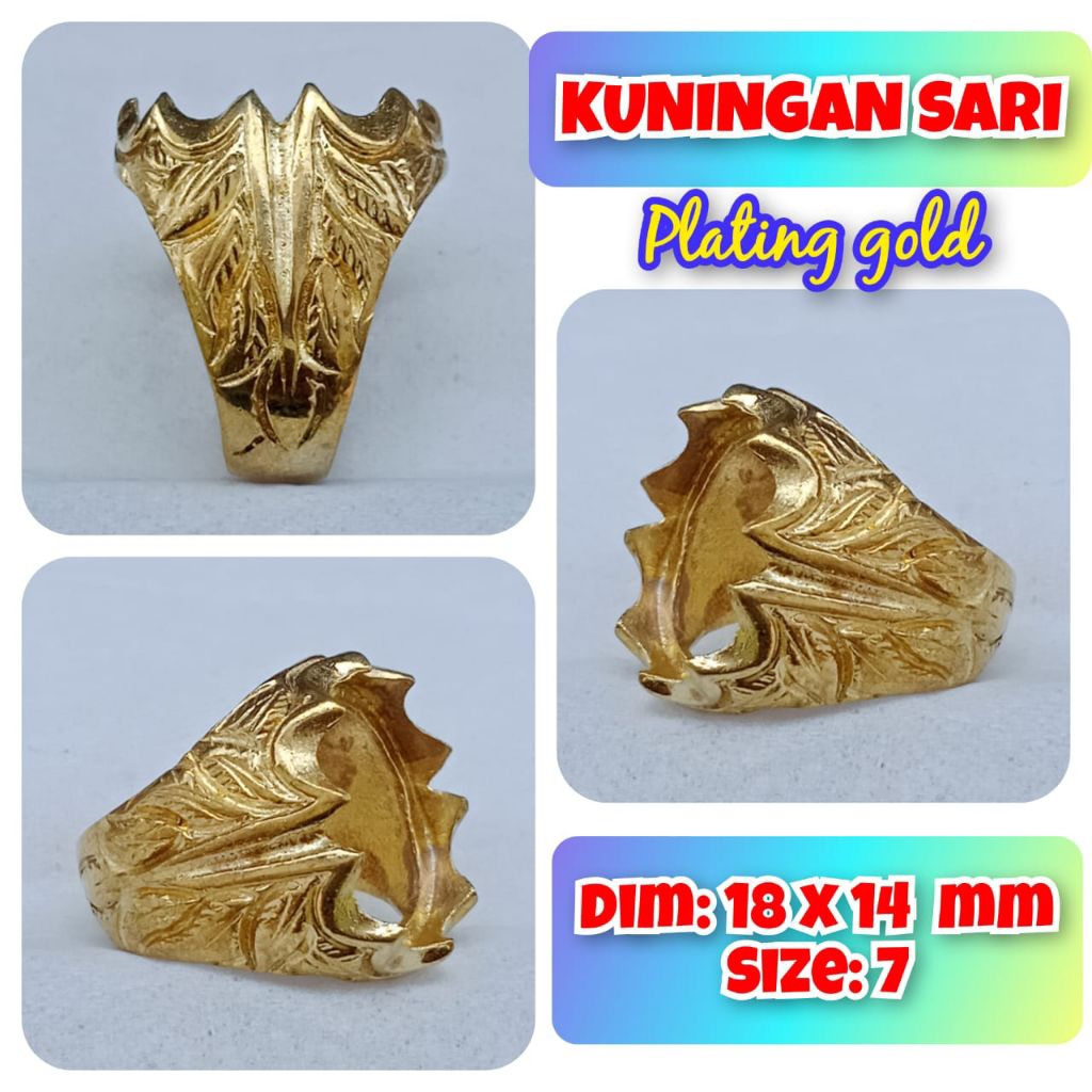 ring emban batu akik dan permata kuningan.24