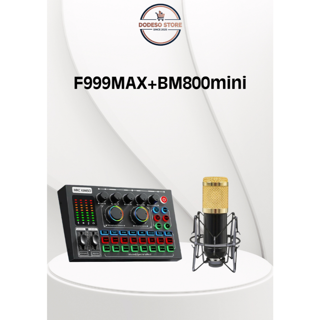 Paket Lengkap Soundcard F999MAX HITAM+BM800mini