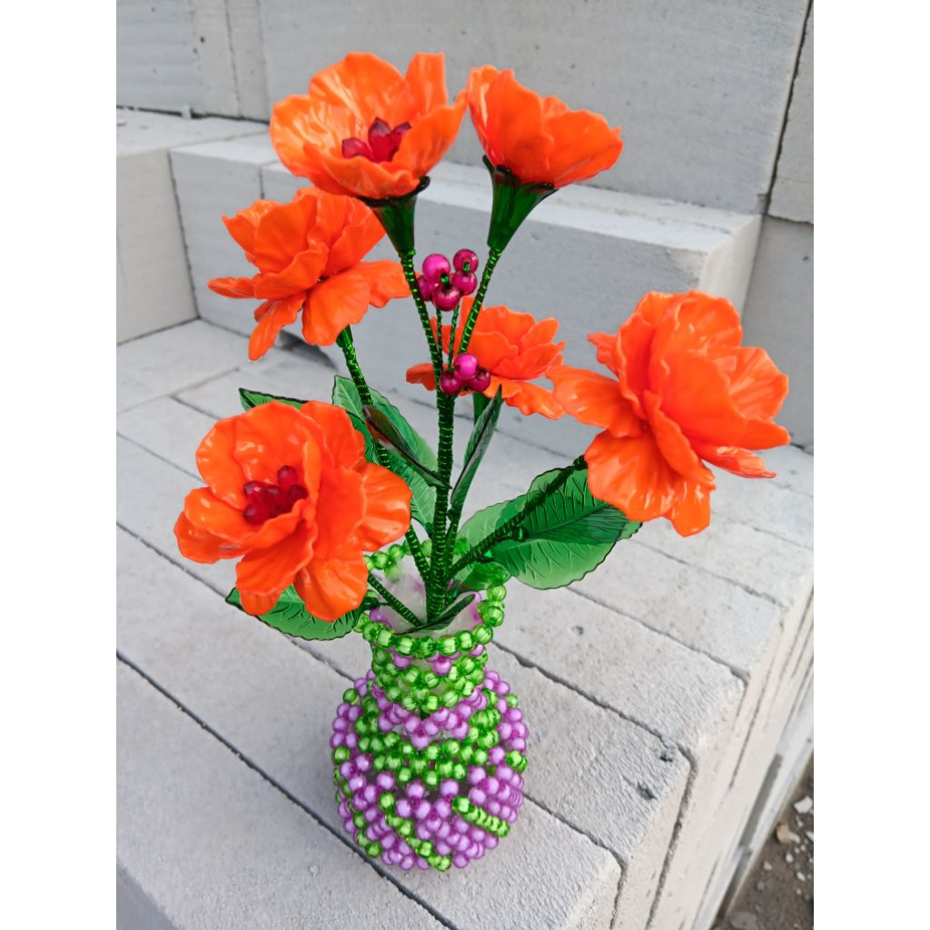 bunga mawar akrilik,bunga akrilik,bunga palsu