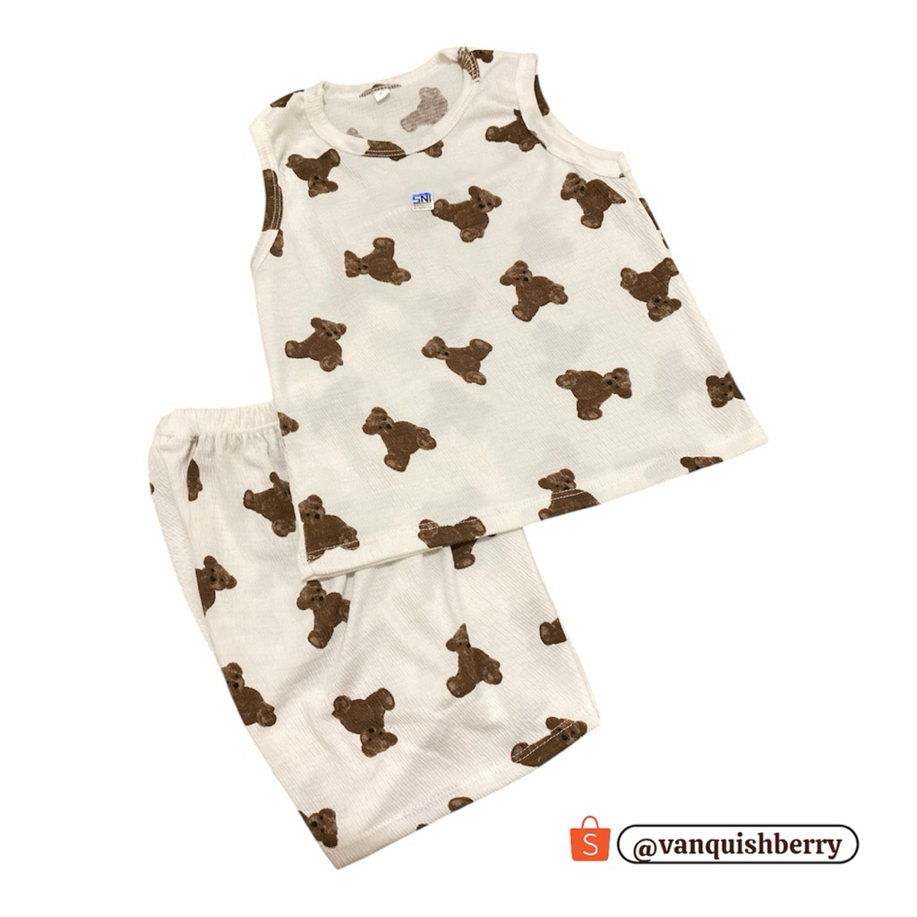 Set Baju Anak ala korea unisex/motif beruang/aesthetic