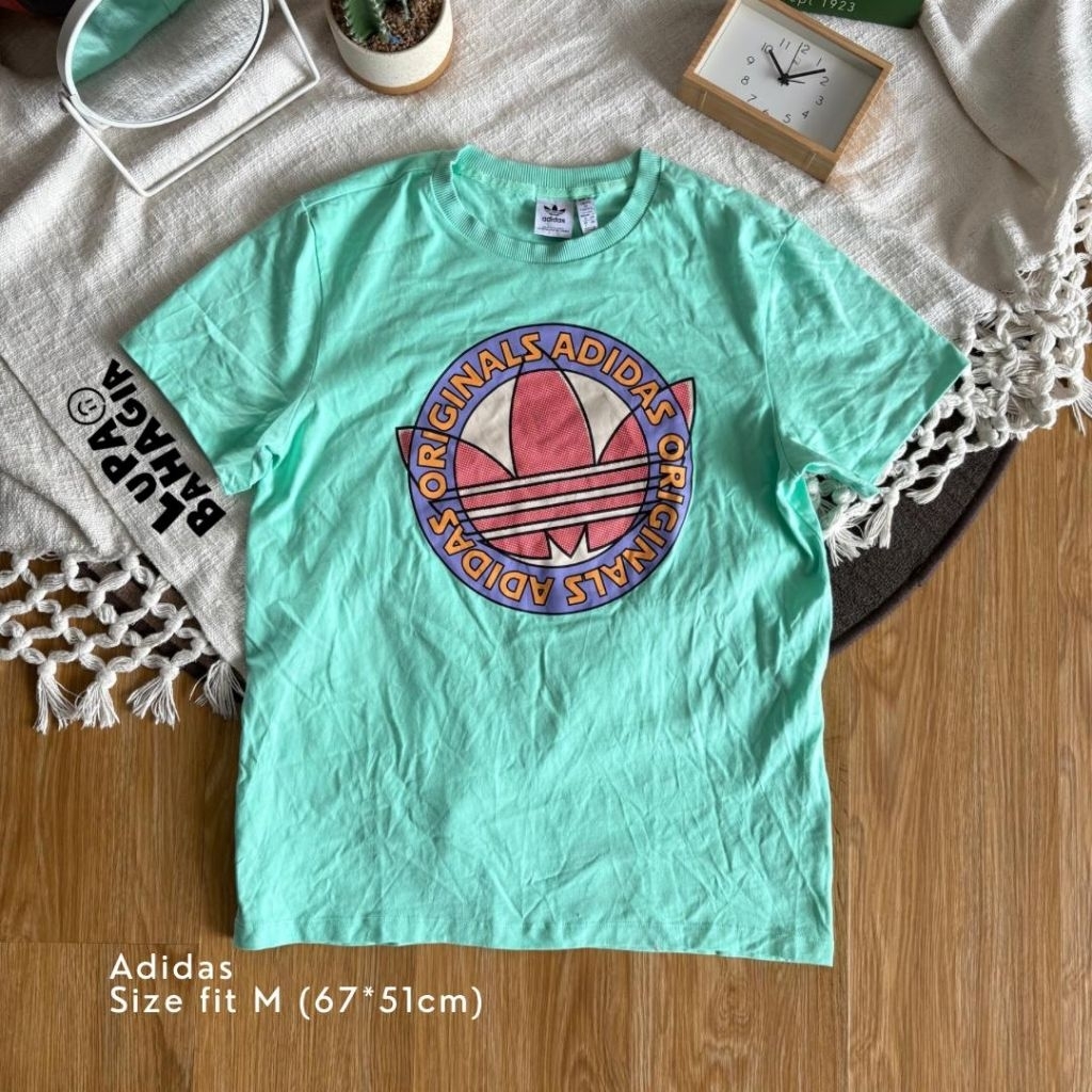 ADINDAS Ijo Tosca Cotton T-shirt size fit M • 100% Original (Kaos Katun)