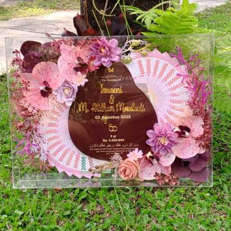 MAHAR UANG TERLARIS 2 HARI JADI MAHAR PERNIKAHAN FULL AKRILIK FREE UANG KIPAS UKURAN 30x40 / MAHAR P