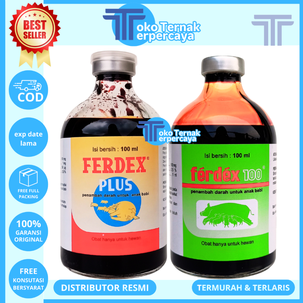 FERDEX 100ML & FERDEX PLUS 100ML MEDION - Obat Penambah Darah Zat Besi Anti Anemia Anak Babi & Babi