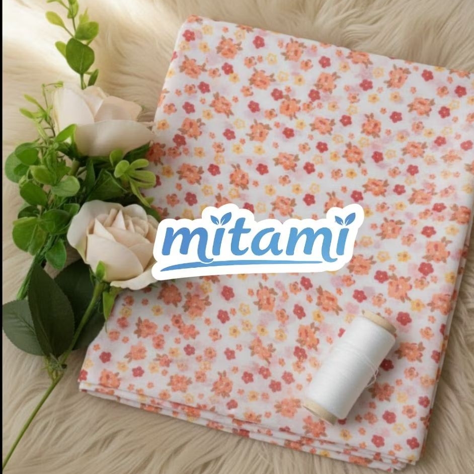 Kain Sifon Motif Bunga Floral Import - Bahan Flowly Adem untuk Dress Gamis Blouse Hijab (Harga Kain 