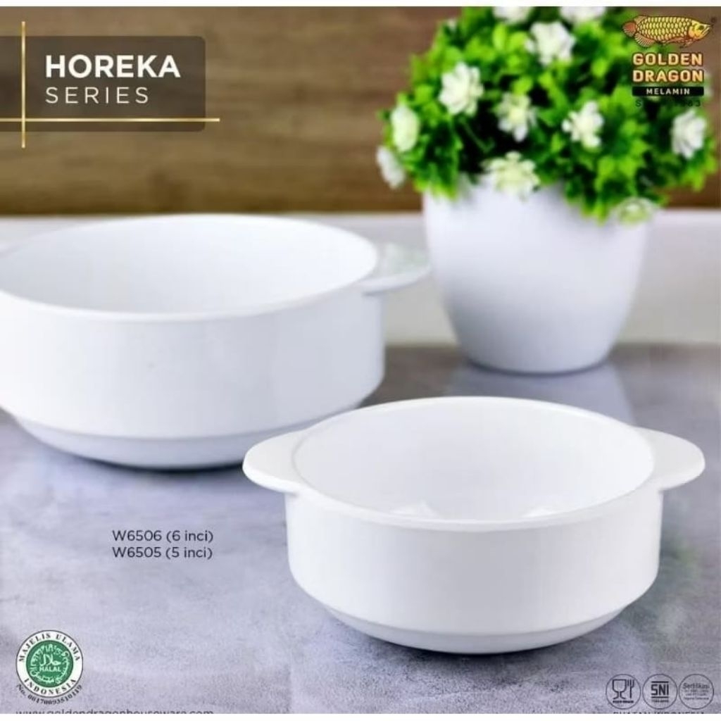 Mangkok Sup Bulat Gagang 5 / 6 Inch Horeka Series - Golden Dragon Melamin W6505/W6506